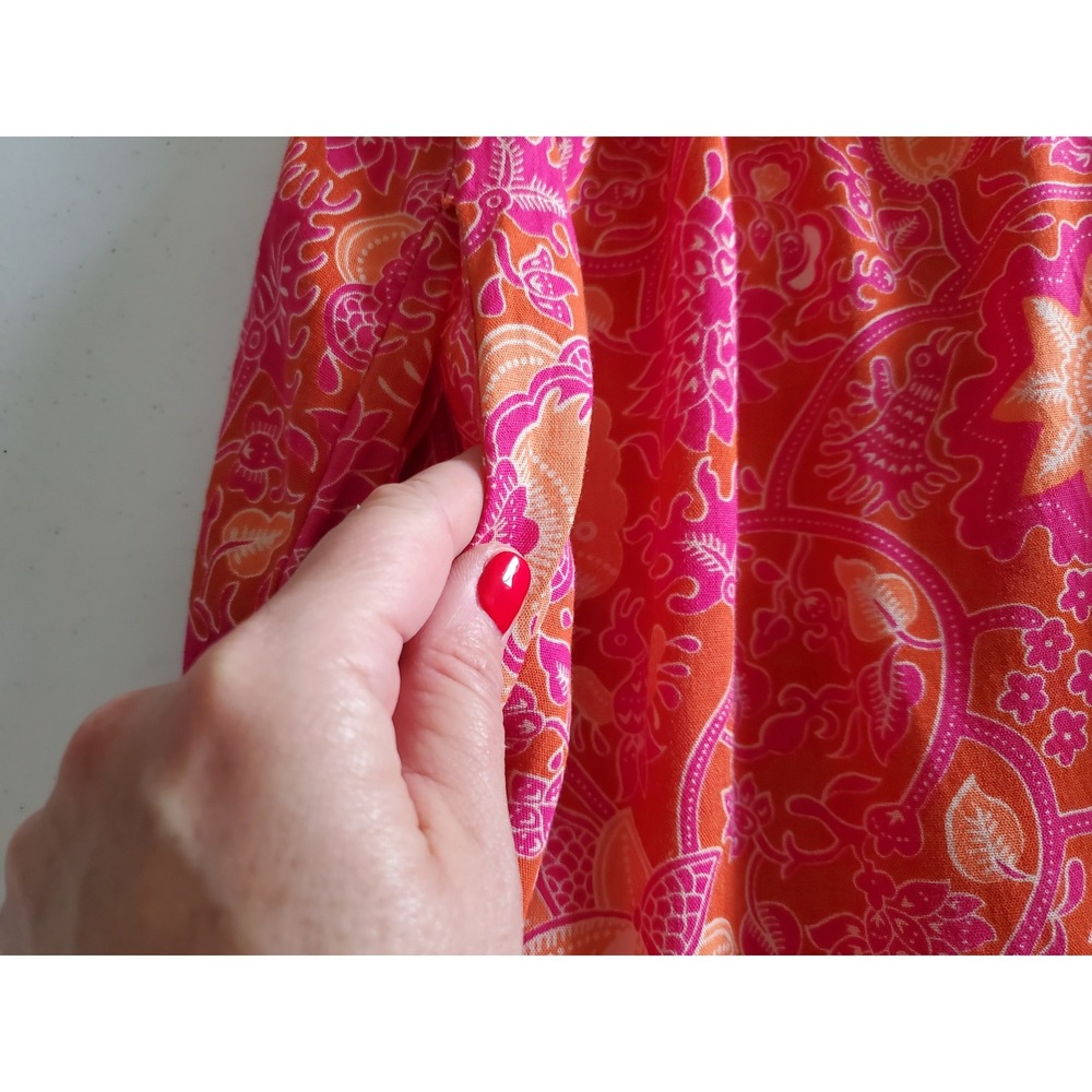 House of Harlow 1960 Maxi Dress Pink Orange Floral Ruffle Sleeve M Bohemian - Picture 8 of 13